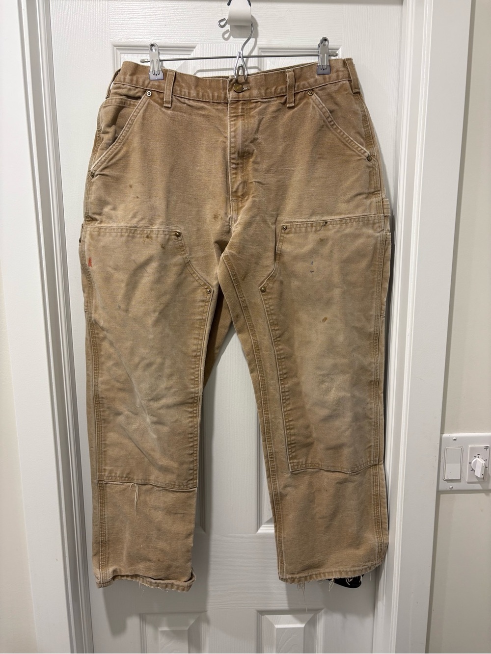 Vintage Carhartt Double Knee Workwear Pants 33x27 Read Distressed BRN